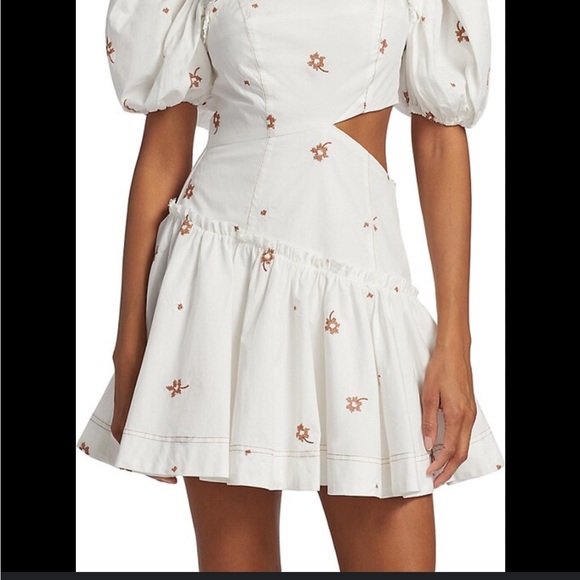 En Saison White and Brown Floral Mini Dress - Picture 1 of 4